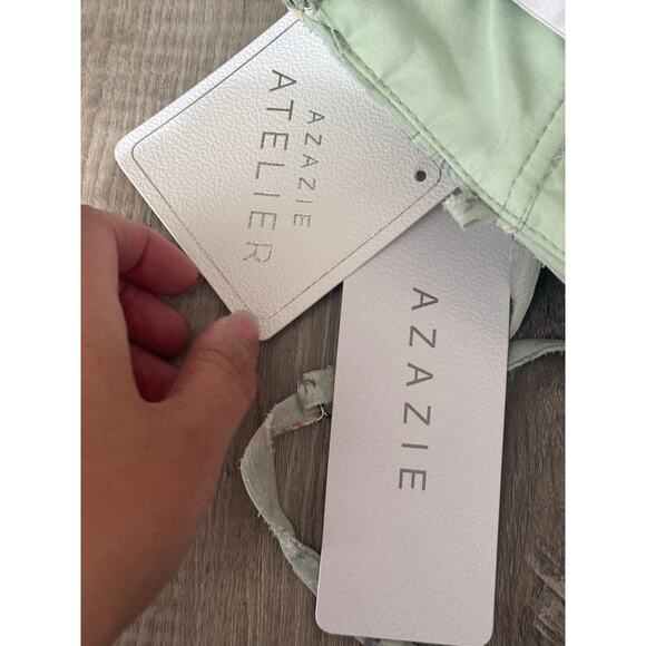 NWT Azazie Atelier Kamille Maxi Dress Mint Multi Floral Size 0 - Picture 5 of 10